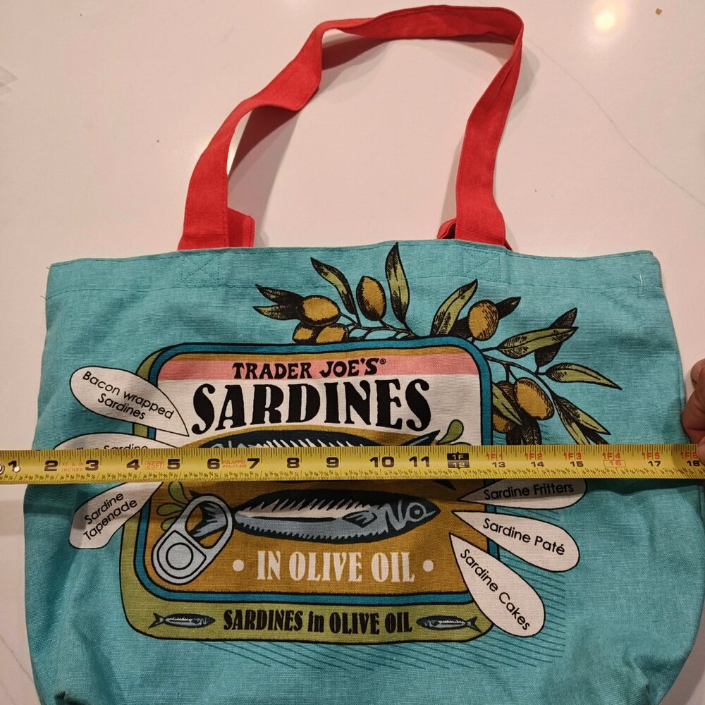 Trader Joe's Sardine Print Reusable Bag Tote - image 4